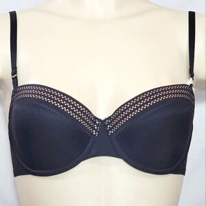 32B DKNY DK2006 Sheer Lace‎ Lightweight Push Up Underwire Bra Black NWT